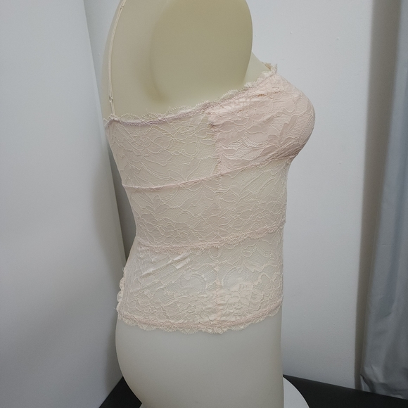 NWOT Aus L Guess Pink Cream Lace Lace Up Bodysuit - Picture 6 of 13